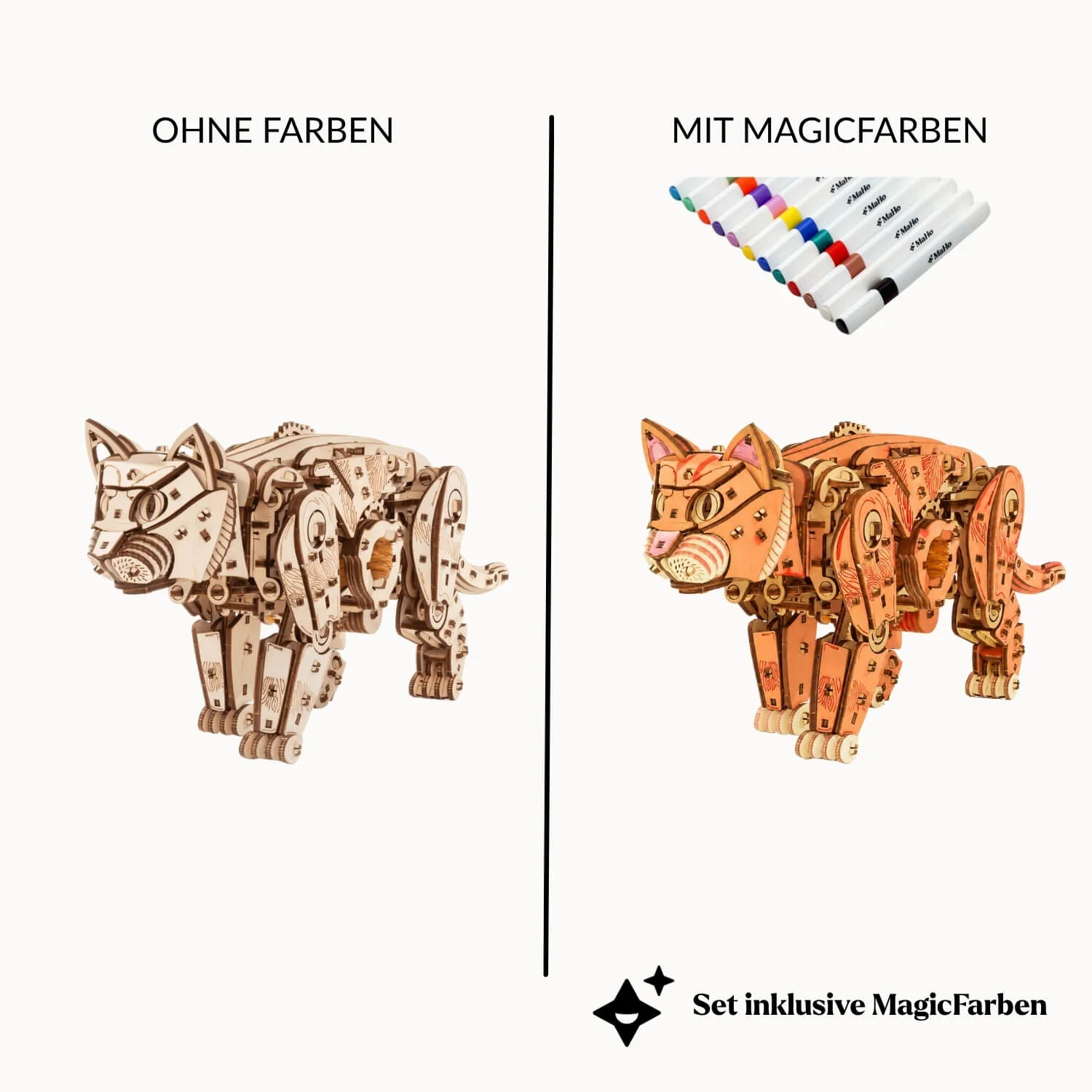 Katze in Bewegung — Muttertags-Holzkunst mit Mechanik - Image 3