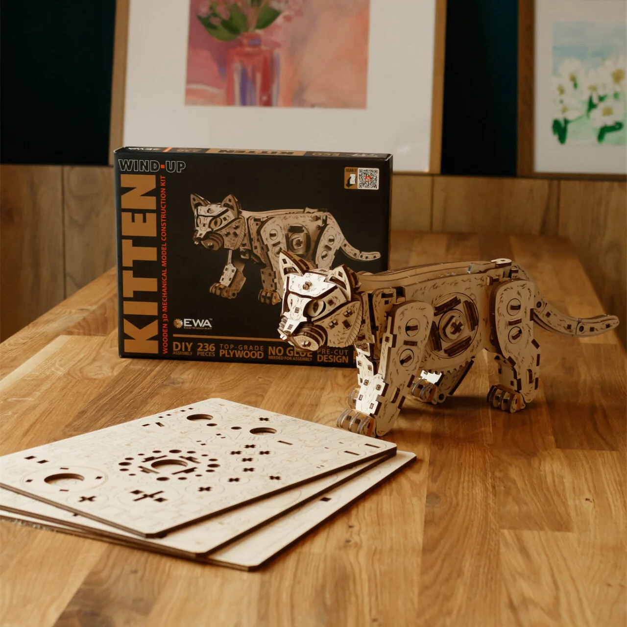 Katze in Bewegung — Muttertags-Holzkunst mit Mechanik - Image 8