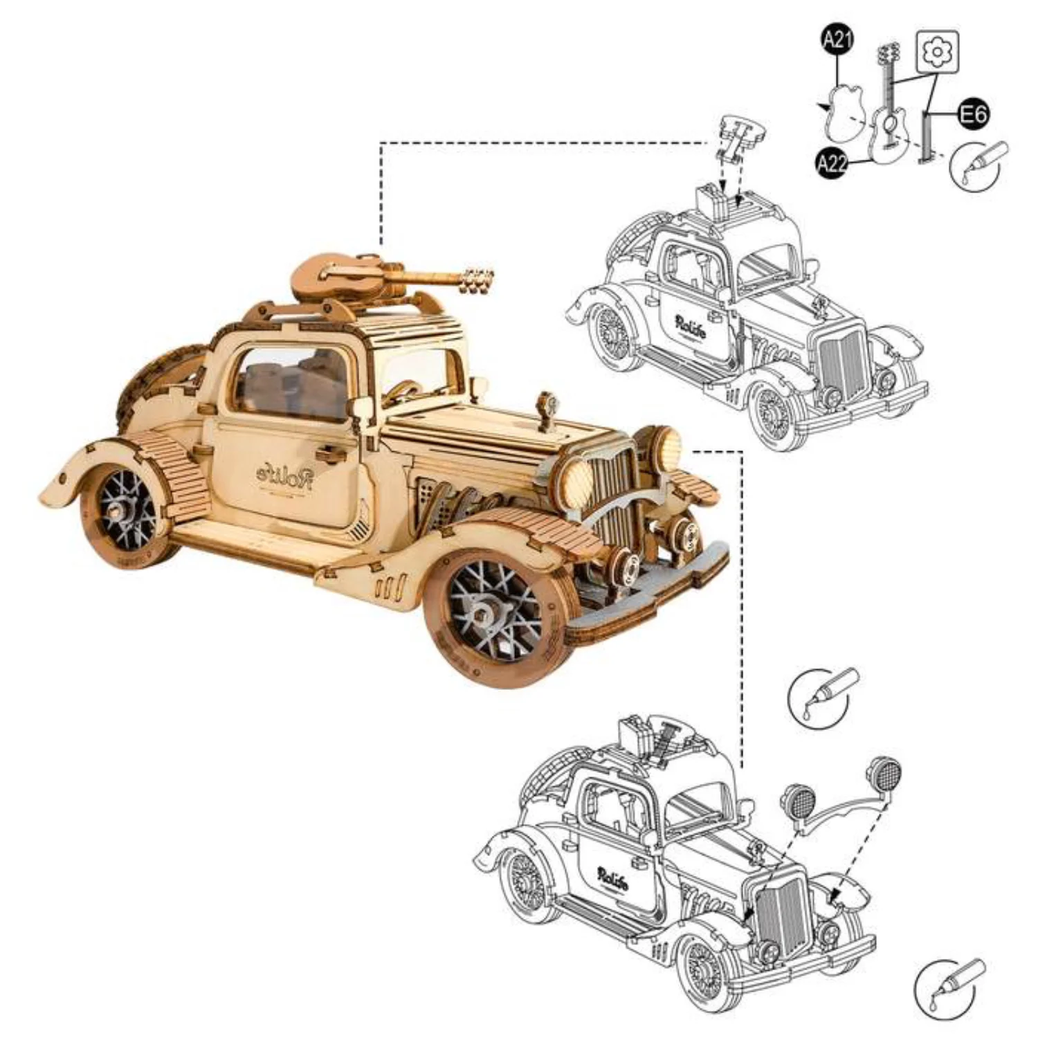 Vintage Auto mit Gitarre - Image 8